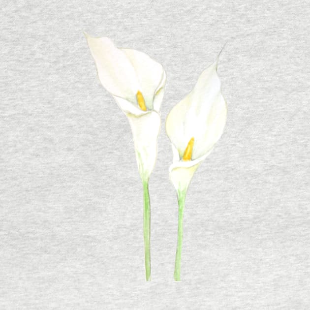 2 white calla lily watercolor by colorandcolor